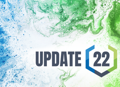 UPDATE22 Logo auf blaugrünem Hintergrund